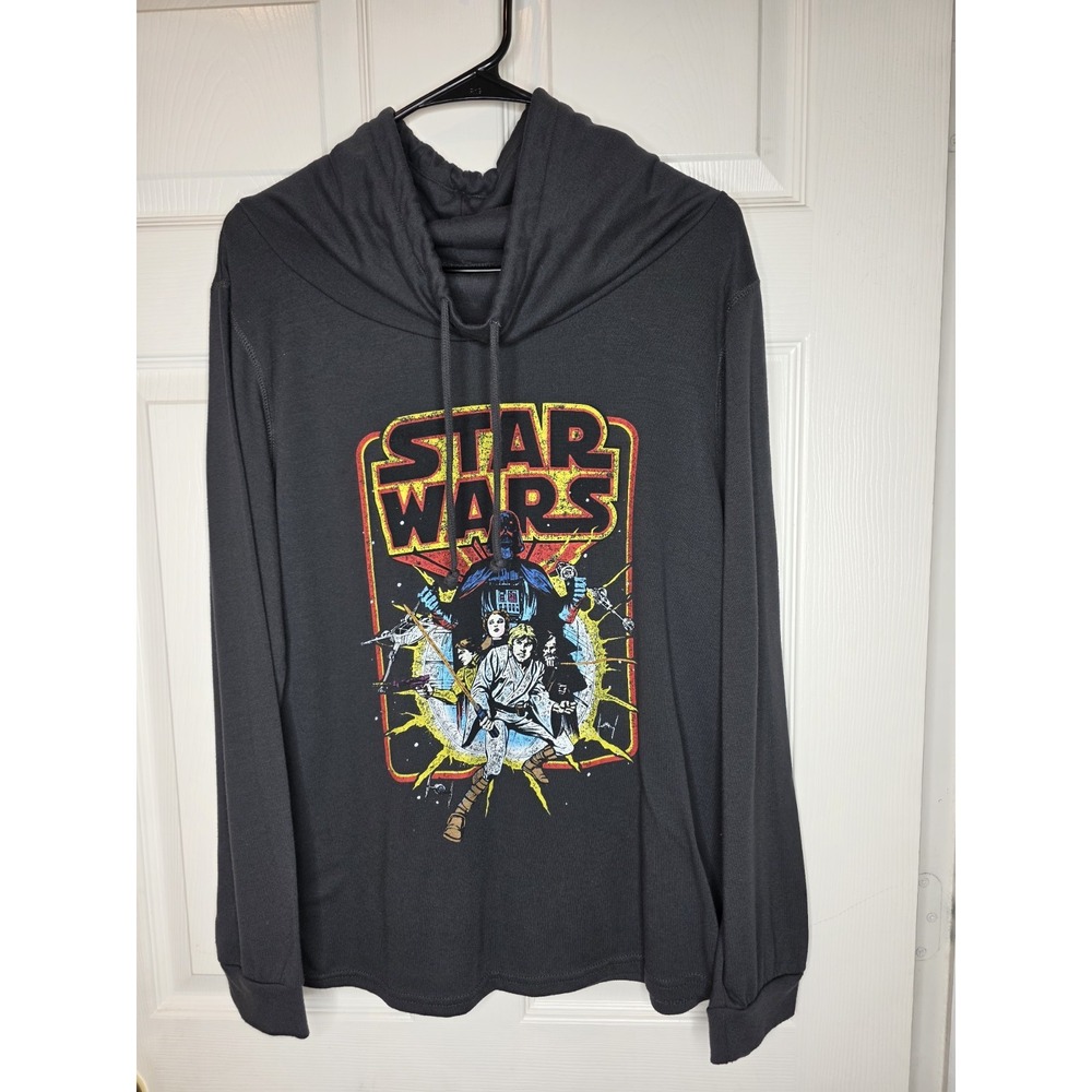 Star Wars Shirt Mens‎ Size XL V Fifth Sun Long Sleeve Cowl Neck Lightweight Gray